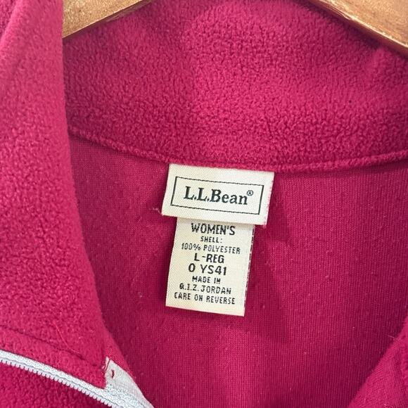 LL Bean Sweater Womens Large Pink Magenta 1/4 Zip Fleece Outdoor Casual Pullover - Picture 2 of 10